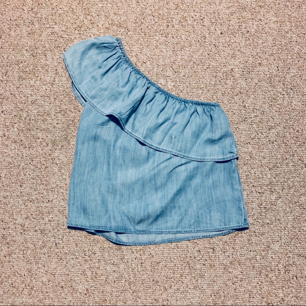 American Eagle Denim One Shoulder Top